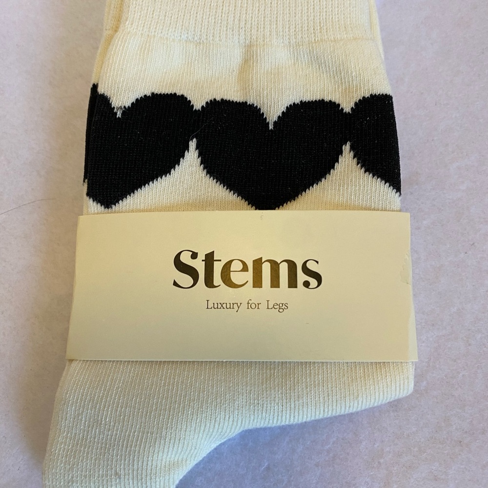 stem Cream and Black Heart Socks